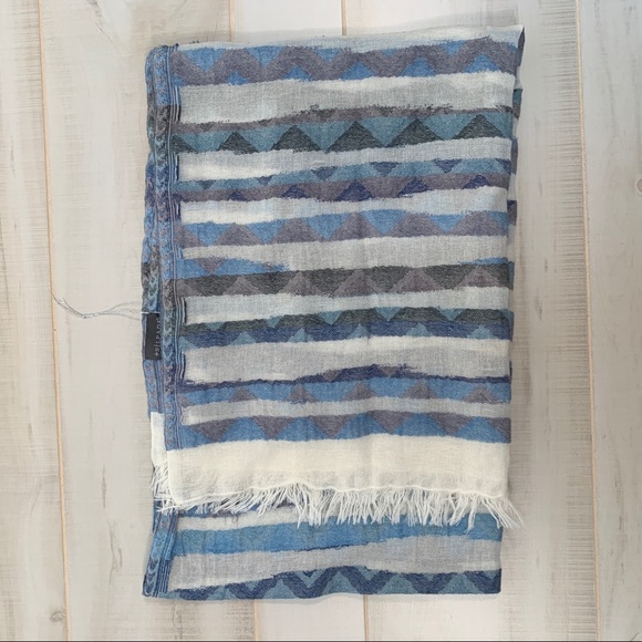 Silpada Blue White Stripe Avery Scarf Fringe - Picture 4 of 8